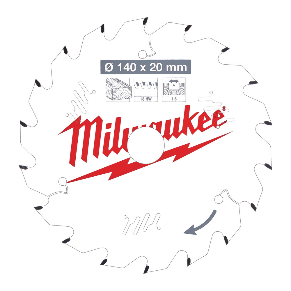MILWAUKEE Диск пильный для циркулярных пил 140x20x1.6x18ATB по дереву MILWAUKEE 4932471310