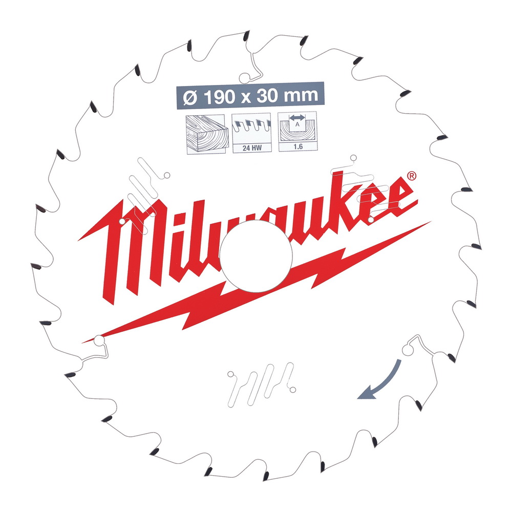 MILWAUKEE Диск пильный для циркулярок 190/30/1,6 Z24ATB MILWAUKEE 4932471300