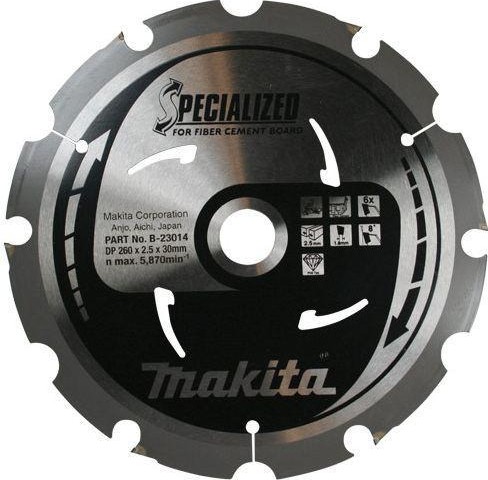 MAKITA Пильный диск для цементноволокнистых плит, 260x30x1.8x6T MAKITA B-31625