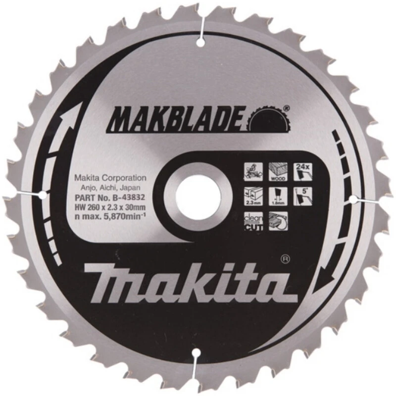 MAKITA Пильный диск для дерева MAKBLADE, 260x30x1.6x24T MAKITA B-43832