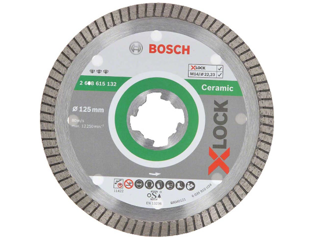 BOSCH Алмазный круг X-LOCK 125x1.4x22.23мм Best for Ceramic Extraclean Turbo BOSCH 2608615132