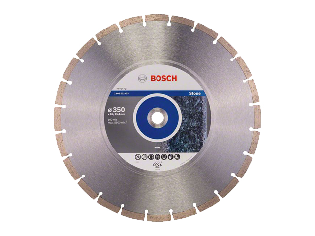 BOSCH Алмазный круг 350х20/25.4 мм по камню сегмент. STANDARD FOR STONE (сухая/мокрая резка) BOSCH 2608602603